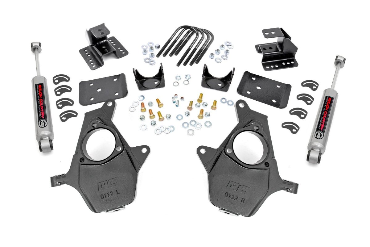 Chevrolet Silverado 1500 Lowering Kit - Front + Rear - Rough Country - 2 Inch Front / 4 Inch Rear Lowering - '14-'18